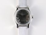 Perfect Replica Chopard Happy Sport V2 Upgrade Stainless Steel Diamond Case Fabric Strap Women Watch